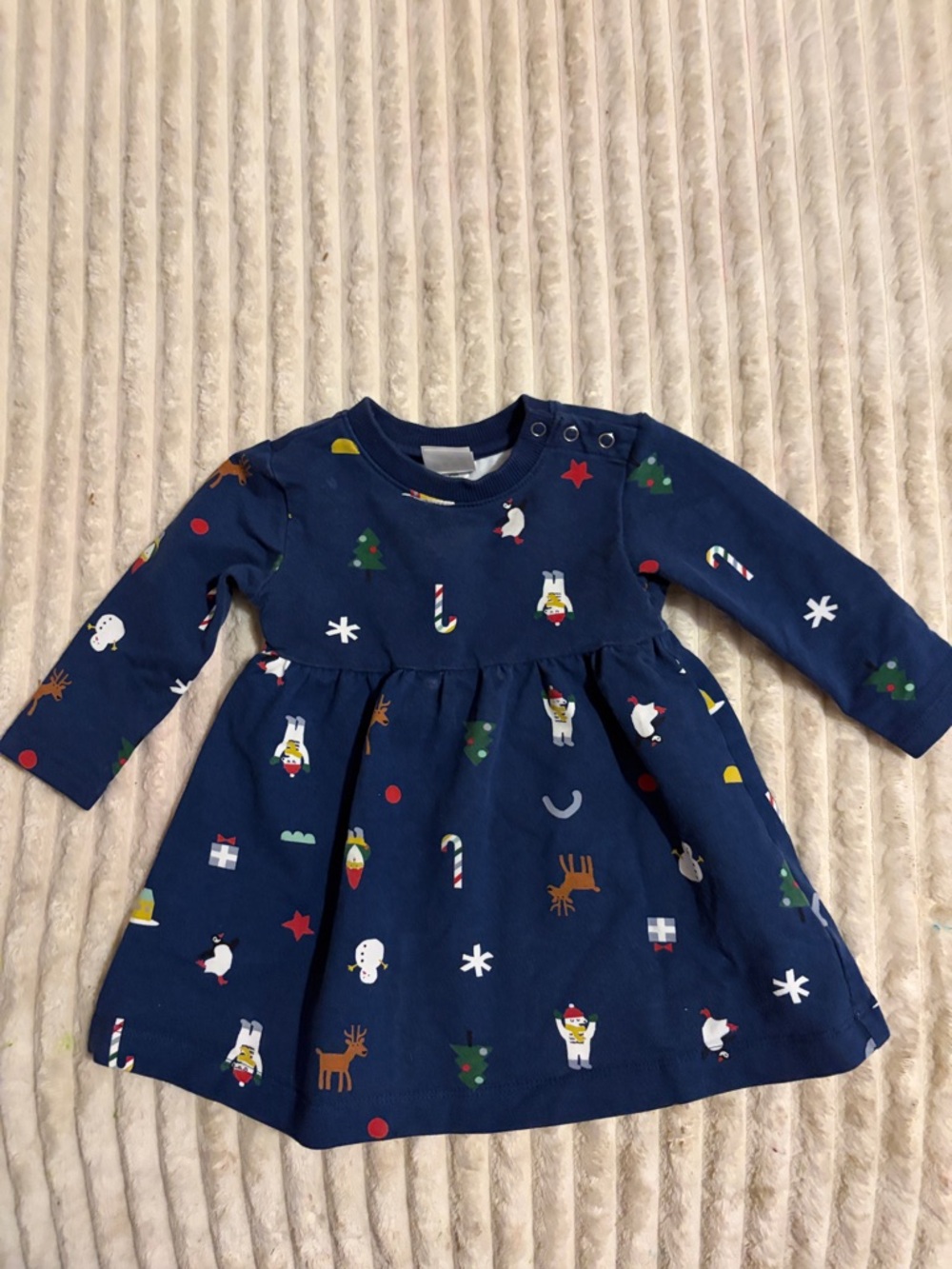 🚨Hanna Andersson🚨 Navy Holiday Print Long-Sleeve Dress